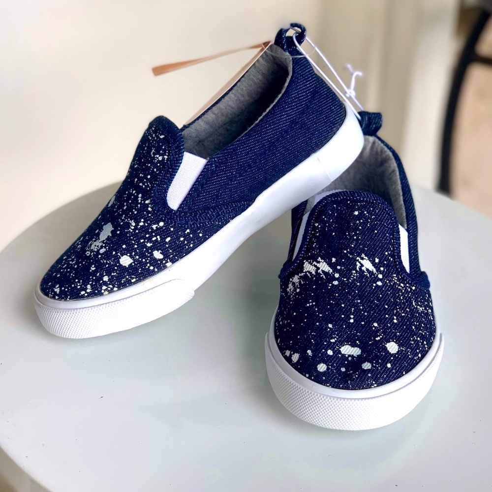 Gymboree Kids navy paint splatter slip on sneakers Boys Size 9